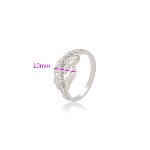 Klasisks gredzens ar baltu cirkonu, platīna pārklājums, 9US izmērs